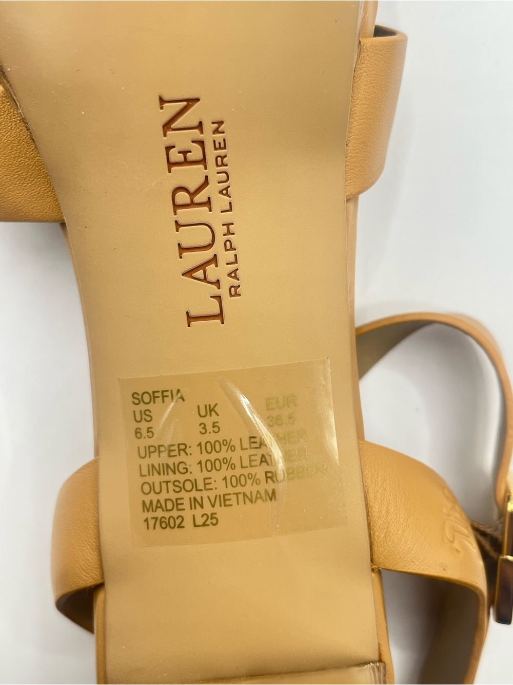 Lauren Ralph Lauren Sofia New Womens 6.5 Tan Leather Platform Block Heel Sandals - Picture 10 of 13